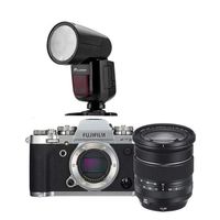Fujifilm X-T3 Mirrorless Digital Camera with XF 16-80mm F4.0 R OIS WR Lens, Silver - with Flashpoint Zoom Li-on X R2 TTL On-Camera Round Flash Speedlight for Fuji (V1)