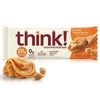 think! (thinkThin) High Protein Bars - Creamy Peanut Butter, 20g Protein, 0g Sugar, No Artificial Sweeteners, Gluten Free, GMO Free, 2.1 oz bar (30 Count - packaging may vary)