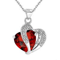 Meidexian888 Clavicle Pendant Necklace,Fashion Women Heart Crystal Rhinestone Silver Chain Pendant Necklace Jewelry (C)