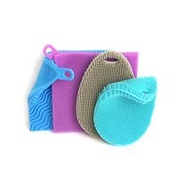 Asiopphire Double Sided Silicone Scrubbing Sponges - Odor and Germ Resistant Food Grade Washing Pads for Food, Dishes, and Baby Bottles. Dish Washer Safe, Long Lasting Design. 2 Sizes, 4 Pack