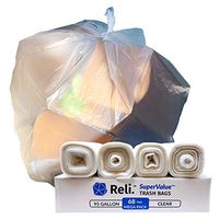 Reli. SuperValue 95 Gallon Trash Bags (68 Count, Bulk) Clear 95 Gallon Garbage Can Liners for Toter, Large Garbage Bags Heavy Duty 95 Gal - 96 Gallon Capacity