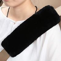 2 PCS Authentic Sheepskin Auto Seat Belt Cover Shoulder Seatbelt Pad for Adults Youth Kids Toddlers - Car, Truck, SUV, Airplane,Camera Backpack Straps - High Density Soft Australian Wool (Black)