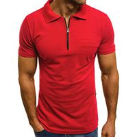 Jiayit Fashion Henley Shirt for Men Business Work Personality Men's Casual Slim Short Sleeve Pockets T Shirt Top Blouse (M, Red)
