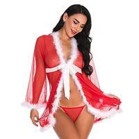 Viviplus Women Slip Babydoll Nightgown Christmas Lingerie for Ladies Sexy Mesh Nightdress Robe Bow Bathrobe Comfy Cute Underwear