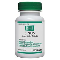 BHI Sinus Relief Tablets - Homeopathic Formula for Minor Sinus and Nasal Congestion Relief - 100 Count