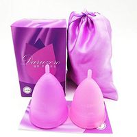 2pcs Menstrual Cup Medical Grade Silicone(Large & Small),Reusable Period Cycle Menstrual Cup with Valve Steriliser Wash,A,L