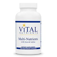 Vital Nutrients - Multi-Nutrients with Iron & Iodine - Comprehensive Multi-Vitamin/Mineral Formula Containing Iron and Iodine - 180 Vegetarian Capsules per Bottle