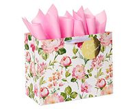American Greetings Small Floral Wedding Gift Bag with Tissue Paper; 1 Gift Bag and 6 Sheets of Tissue Paper