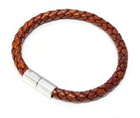 Suki PRO Braided Leather Magnet Therapy Bracelet - 6mm (1/4) Medium Brown