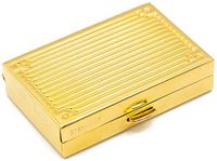 Vintage Gold Rectangle Pocket Purse Portable Travel Pill Box & Medicine Organizer (2 Compartments)