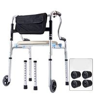 ZMYLOVE Compact Folding Walker, Heavy Duty Portable Medical Walker with Black Bag,2 Wheels and 4 Non-Slip Mats for Handicap Medical Walking Mobility Aid