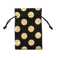 NW Black Cotton Bags with Gold Metallic Dots and Cord Drawstrings - 4x6in. - 48 Pack