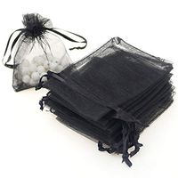 Dealglad 50pcs Drawstring Organza Jewelry Candy Pouch Christmas Wedding Party Favor Gift Bags (7x9", Black)