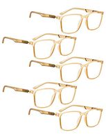 READING GLASSES 5 pack Ladies Readers Special Hinges Square Frame (Yellow, 1.00)
