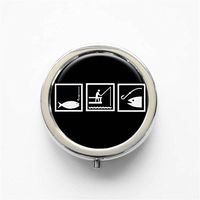 RhyNSky Fishing Keep Calm and Fish On Mini Portable Pocket Purse Pill Box Case Pillbox, 3 Compartments, Silvery, 57