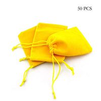 rainbowroseus 50PCS 3" X 4" Velvet Drawstring Bags Travel Jewelry Pouches Candy Gift Bag Pouch Christmas Wedding Party Favors (Yellow)