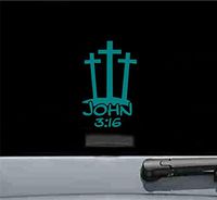 JS Artworks Cristian 3 Crosses Vinyl Decal Sticker (Teal)