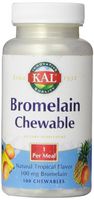 KAL Bromelain Chewable Tablets, Tropical Flavor, 100 mg, 100 Count by Kal