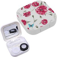 Portable Contact Lens Case Box Travel Kit Mirror + Bottle + Tweezers Container Holder [ Watercolor Vintage Summer ]