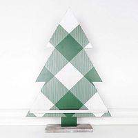 22" X 35" X 2" Wood Check Tree, White/Green – 70435