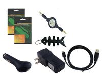 iShoppingdeals - USB CAR+WALL CHARGER ADAPTER+USB CABLE+3.5MM AUDION CABLE+SCREEN PROTECTOR+FISHBONE KEYCHAIN FOR AMAZON KINDLE 3 3RD GEN 3G+WIFI