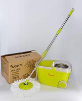 Supera Magic Wring Microfibre Spin Mop, Big-Wheel-Walkable Bucket Floor Cleaning System, Upgraded Detachable Stainless Steel Spin-Drying Basket, Detachable Built-in Soap Bottle, One Extra Mop Refill