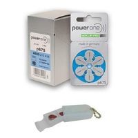 Power One Hearing Aid Batteries - Size P675 - 60 Pack - Complimentary Battery Keychain Kit
