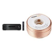 Yamaha R-S202BL Stereo Receiver and AmazonBasics 16-Gauge Speaker Wire - 100 Feet Bundle