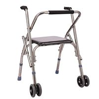 2 Wheel Walker, Front Wheel Support Seat Walker, Adult Elderly Walker Indoor and Outdoor Adjustable Portable Suitable for People with Reduced Mobility,A