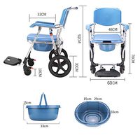Toilet Chair Commode Chairs Bedside Commode Elderly Aluminum Folding Chair Versatile Bathing Wheelchair Pedal Bedside Commode (Color : Blue, Size : 6092cm)