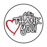 HotSaleStore Sticker Seals 48 Big Thank You Heart Envelope Seals Labels Stickers 1.2" Round