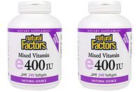 Natural Factors Vitamin E Mixed (D-Alpha Tocopherol) 400iu Softgels, 240-Count (2-Pack)