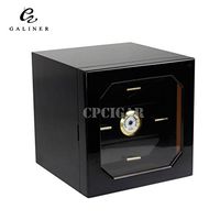 GALINER Cigar Humidor High Glossy Spanish Cedar Wood Cigar Humidor with Humidifier Hygrometer (Black)