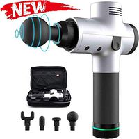 Electric Muscle Massage Gun Handheld Deep Tissue Massager Percussion Massager - Vibration Relaxing Fit Relief Pains Fascia Massage Device for Full Body Back Neck Shoulder Leg Foot (Silver)