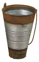 Gerson Galvanized French Metal Buckets with Handle Two-Toned Flower Vases Buckets (Medium 10")