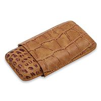 CCZXJH Cigar Humidor Desktop Cigar Boxes, Portable Package Travel Humidor Leather Cigar Holster with Constant Humidity and Retractable 3 Sticks, Men's Gift Box Cigarette case, Light Brown Wood Lined