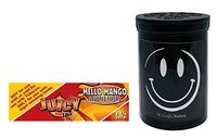 Herb Airtight Container Fresh Kettle with Juicy Jay's Mello Mango 1.25 Flavored Hemp Rolling Papers 1 Count DC Crafts Nation- Happy Face