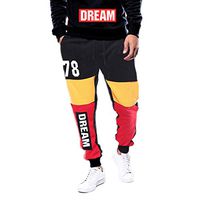 Clearance On Sale Litetao Men Dream Printed Long Pants Color Matching Jogging Sport Trouser Overall Sweatpants (L, Black)