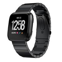 For Fitbit Versa Large,GBSELL Luxury Stainless Steel Strap Wrist Band Bracelet Replacement (Black)