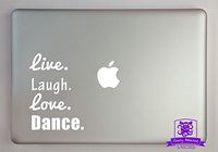 Overly Attached Decals Live Laugh Love Dance Typography Vinyl Decal Sized to Fit A 13" Laptop - White