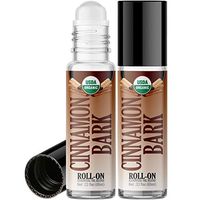 Organic Cinnamon Bark Roll On Essential Oil Rollerball (2 Pack - USDA Certified Organic) Pre-diluted with Glass Roller Ball for Aromatherapy, Kids, Children, Adults Topical Skin Application - 10ml
