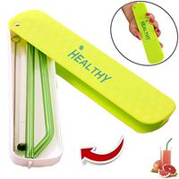 HEALTHY Glass Straws Private Solid Box Multi Color 200 mm X 8mm Reusable Drinking Straw Case Set Perfect for Home, Office or Gift - Green, Orange, Pink, Blue (Green)