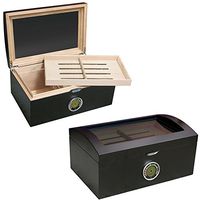 Prestige Import Group - The Portofino Domed Glass Top Cigar Humidor - Color: Matte Black Finish