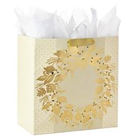 Hallmark Extra Large Christmas Gift Bag with Tissue Paper (Gold Wreath)