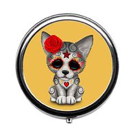 A Homim Red Day of The Dead Sugar Skull Wolf Custom Classic Round Pill Box Pill Case Medicine Organizers or Purse by Doyoom Design