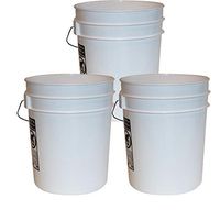 5 Gallon Plastic Buckets,White Color | 3 Pack | HDPE Plastic | Super Heavy Duty 90 Ml
