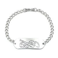 MakeMeThis Sports ID Bracelet IDB-08 - Stainless Steel - Non Allergenic - Adult, Youth & Child Sizes
