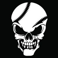 Baseball Skull Vinyl Decal Sticker | Cars Trucks Vans Walls Windows Laptops Cups | White | 5.5 X 3.7 | KCD1887