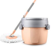 Single Bucket Mop Bucket Rotating Universal Hand Washing Machine Automatic Dry Mopping Cloth Household With Rod Single Barrel Lazy Mopping Artifact (Color : Pink)