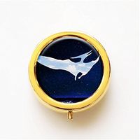 RhyNSky Dinosaur Silhouette - Animal Mini Portable Pocket Pill Box Case Holder for Purse, 3 Compartments, Gold, CG254